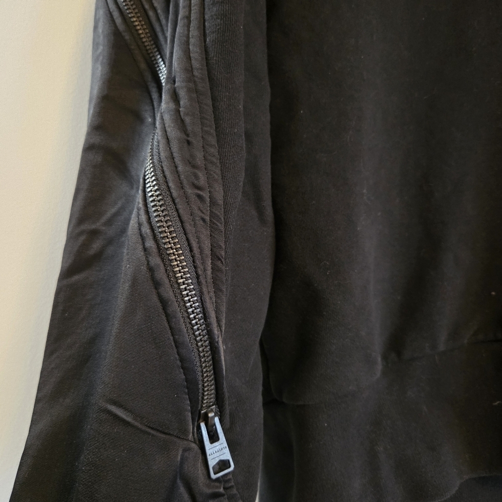 ALLSAINTS Peggy Zip Black Slouch Sleeve Relaxed Fit Sweatshirt Medium - Picture 4 of 11